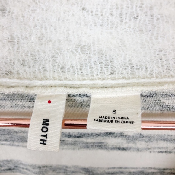 Anthro Moth | Cream Striped Cowl Neck Sweater | S - Picture 6 of 8